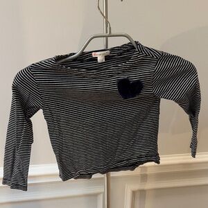 J. Crew Navy and White Striped Long Sleeve Tee with Heart